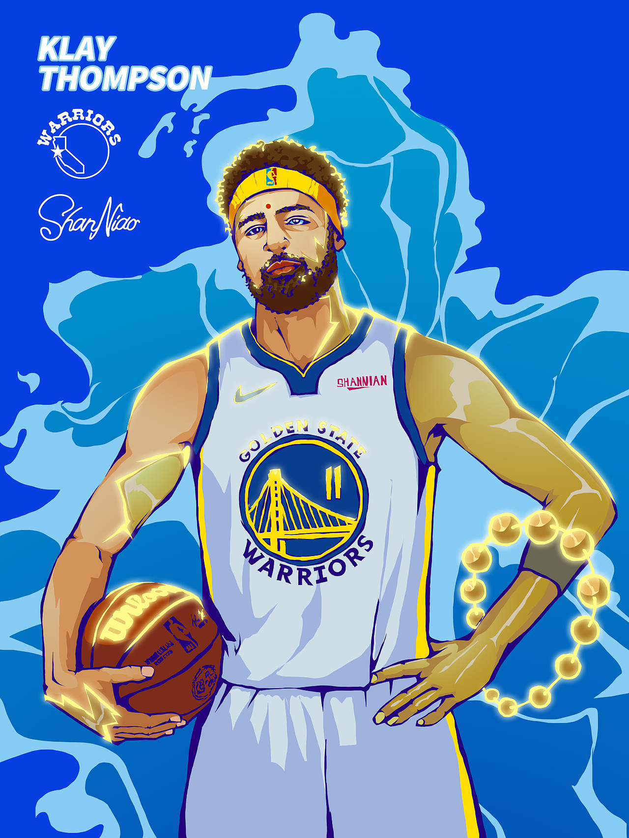 克莱汤普森插画《Clay Thompson Gold》（图ZMzI3NjM4ODY0） - 新锐潮流插画 - 站酷设计师山鳥SHANNIAO原创素材 - 站酷ZCOOL