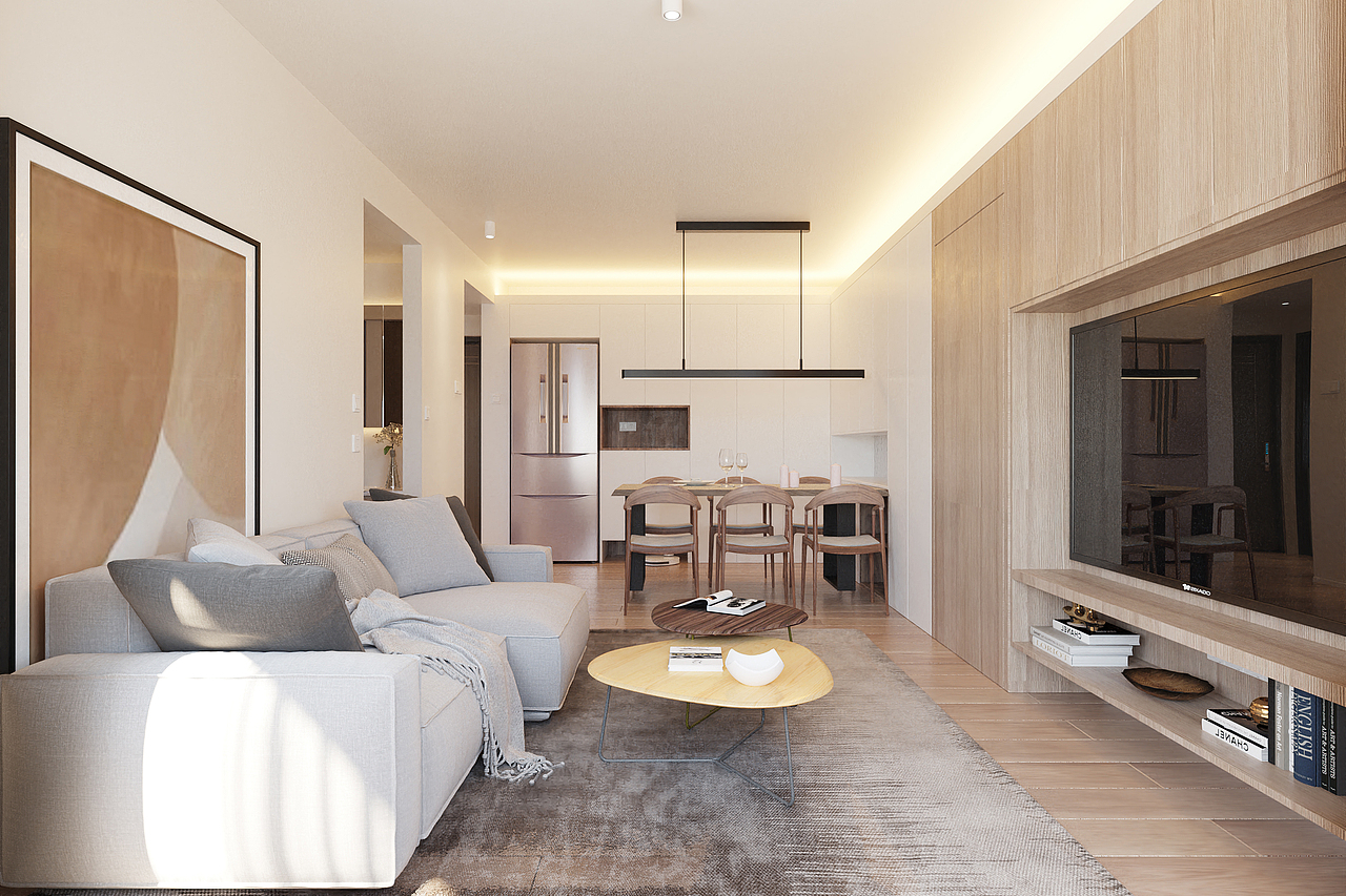 深圳口山设计:现代简约美观实用,能满足二人幸福生活