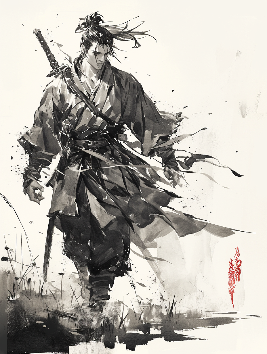 水墨风格人物插画（图ZMzY5MTA3NjQw） - 商业插画 - 站酷设计师碎冰鱼HQ原创素材 - 站酷ZCOOL