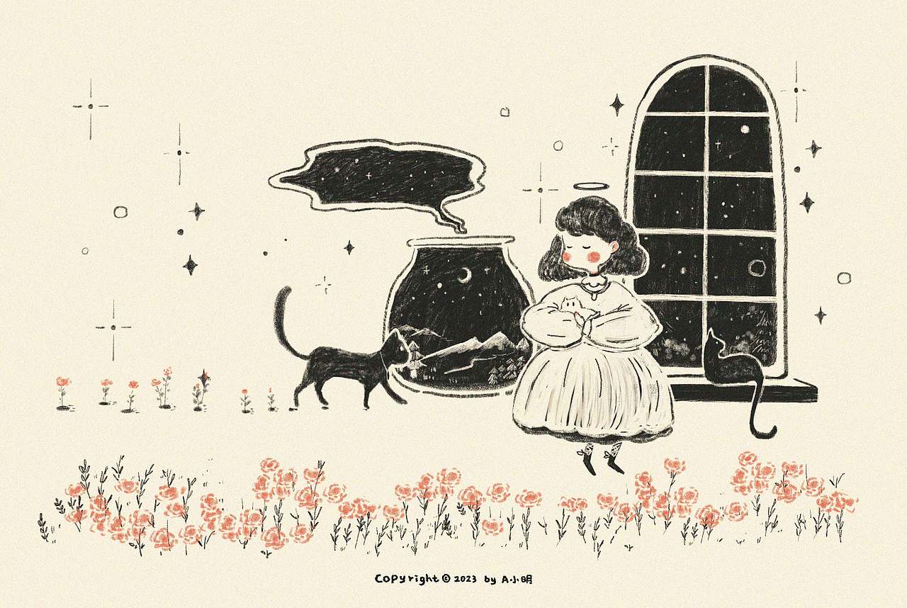 《猫之梦境系列》（图ZMzQ0NDYzMDky） - 儿童插画 - 站酷设计师A小明原创素材 - 站酷ZCOOL