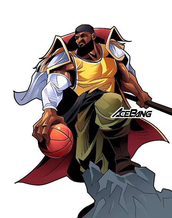 NBA湖人詹姆斯cos海贼王插画 历史得分第一人 体育篮球