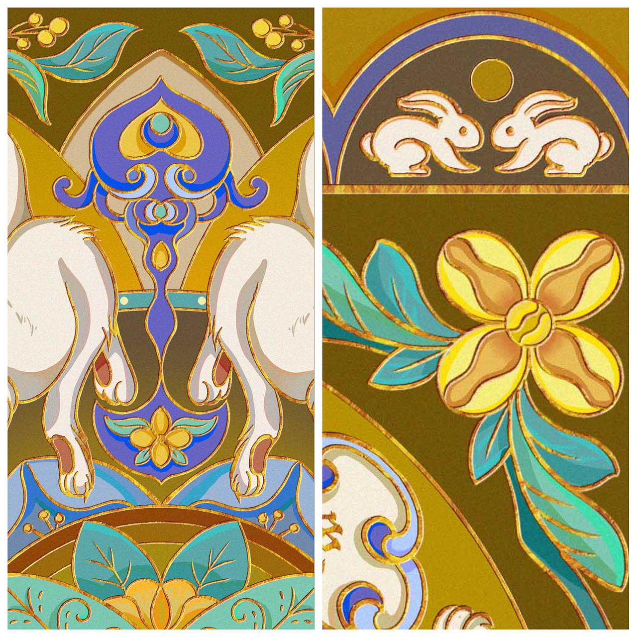 “福”主题——“瑞兔送福”迎中秋（图ZMzE1NDAxMDA4） - 艺术插画 - 站酷设计师鹤闻画话原创素材 - 站酷ZCOOL