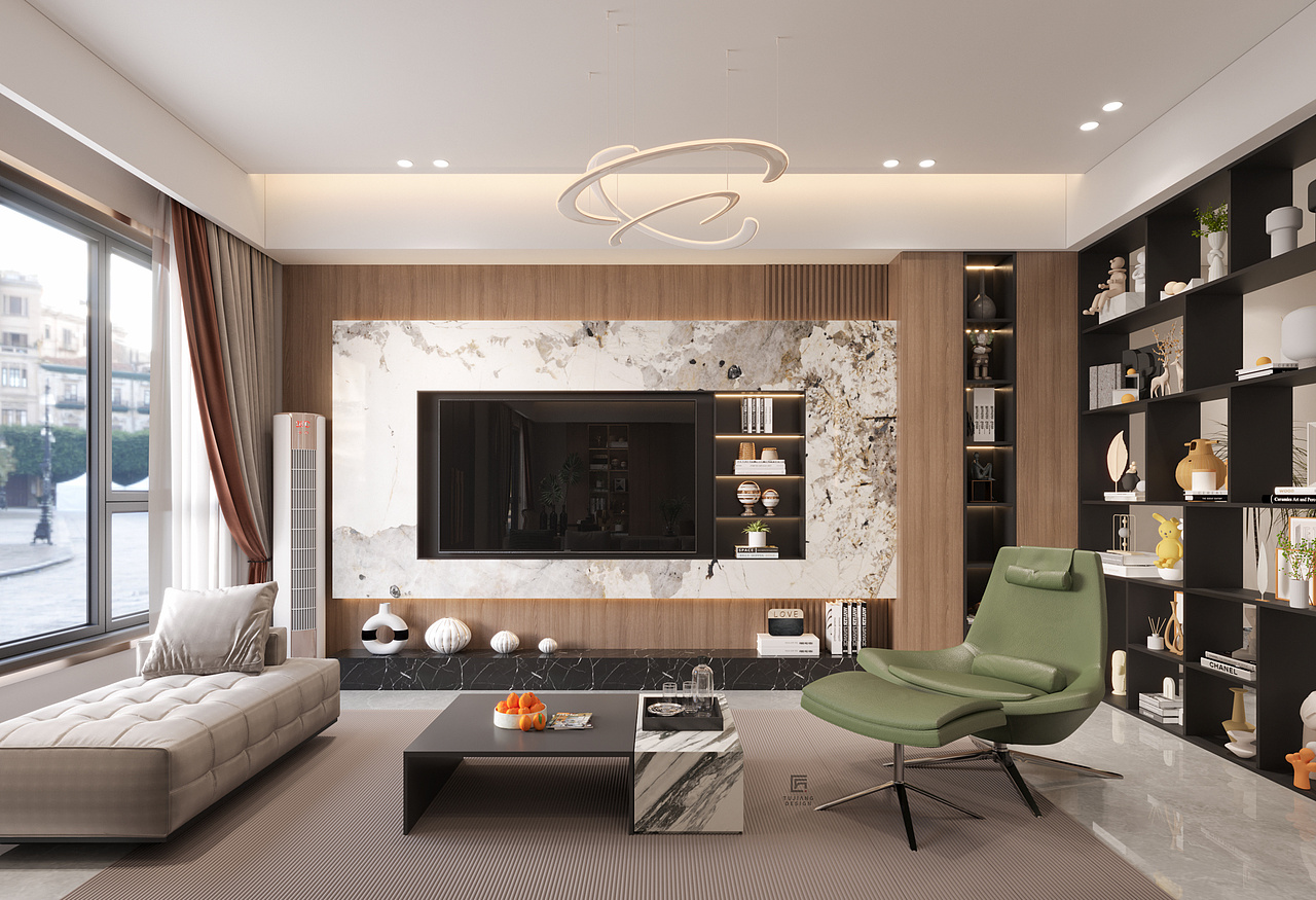 现代简约风,一抹绿色让这个空间洋溢着娴静优美气息