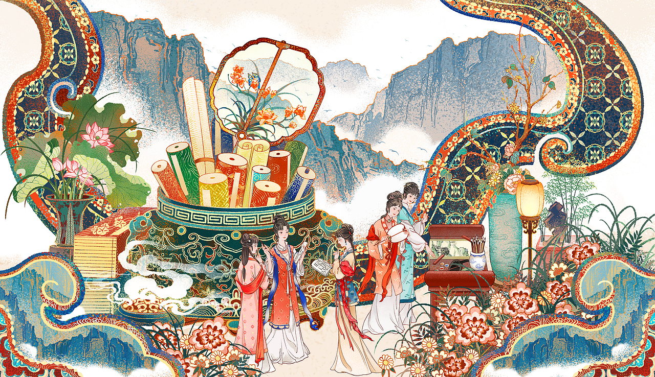 红楼梦-诗社（图ZMzI3MzYxODYw） - 商业插画 - 站酷设计师插画师宴山原创素材 - 站酷ZCOOL