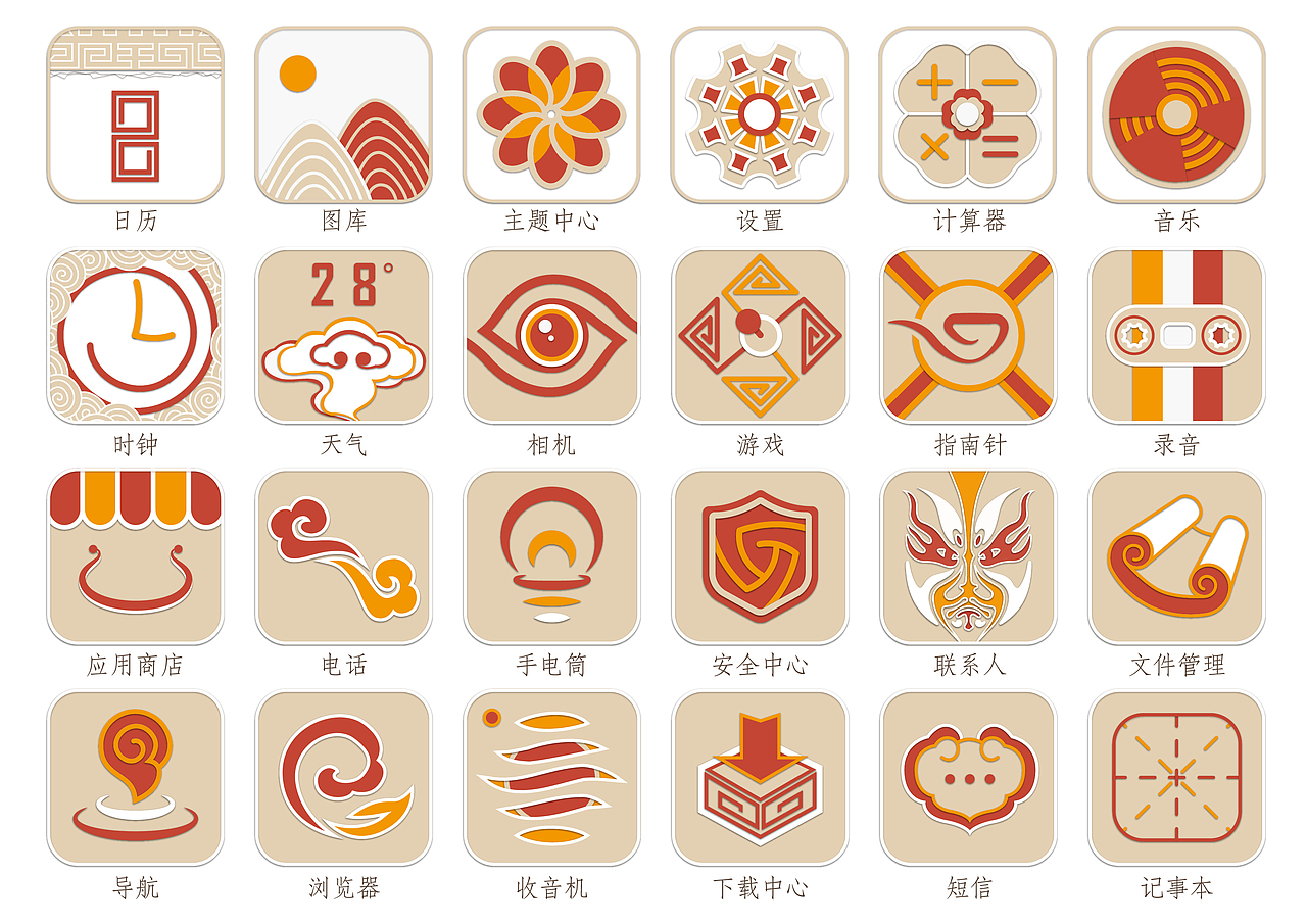 传统纹样系列app图标设计(毕业设计周边作品)