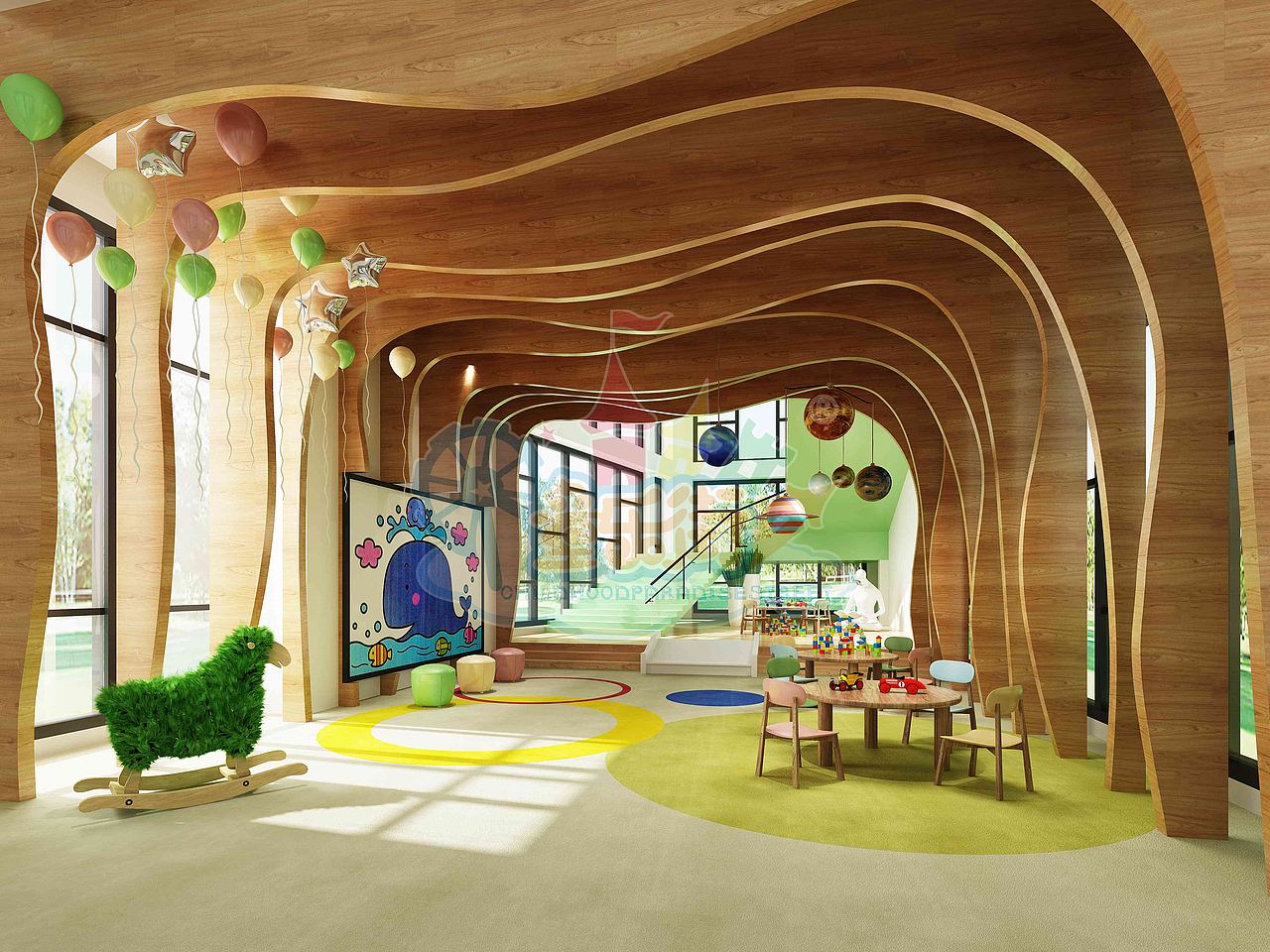 幼儿园设计案例-前厅、廊道、接待处（图ZMjA2MTQzOTQ4） - 场景 - 站酷设计师童乐街原创素材 - 站酷ZCOOL