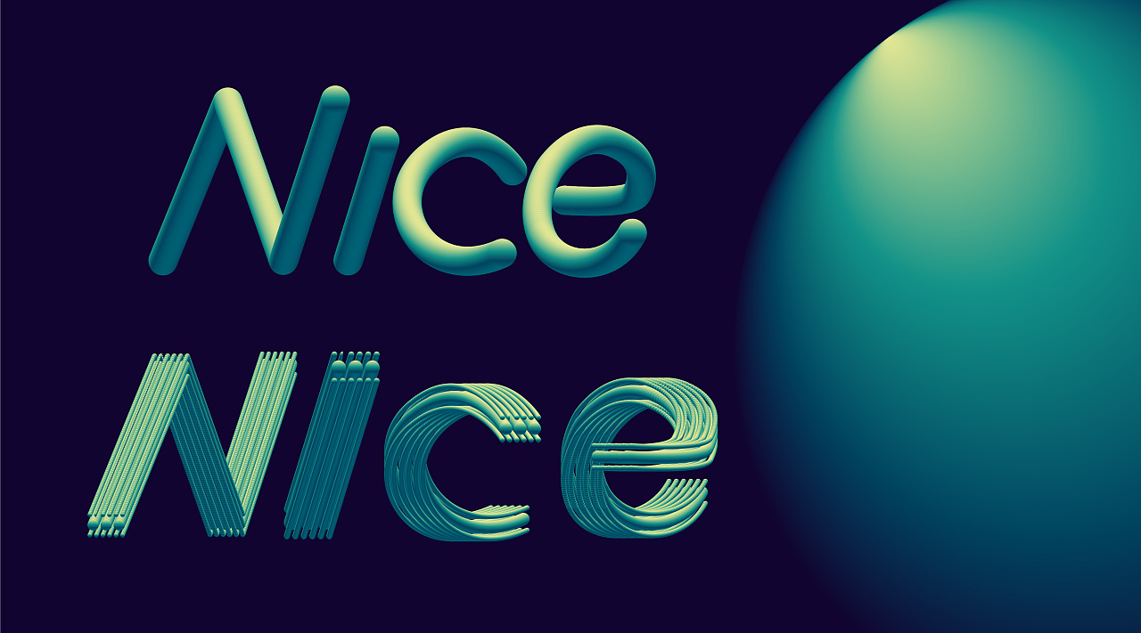 炫彩渐变立体字体效果