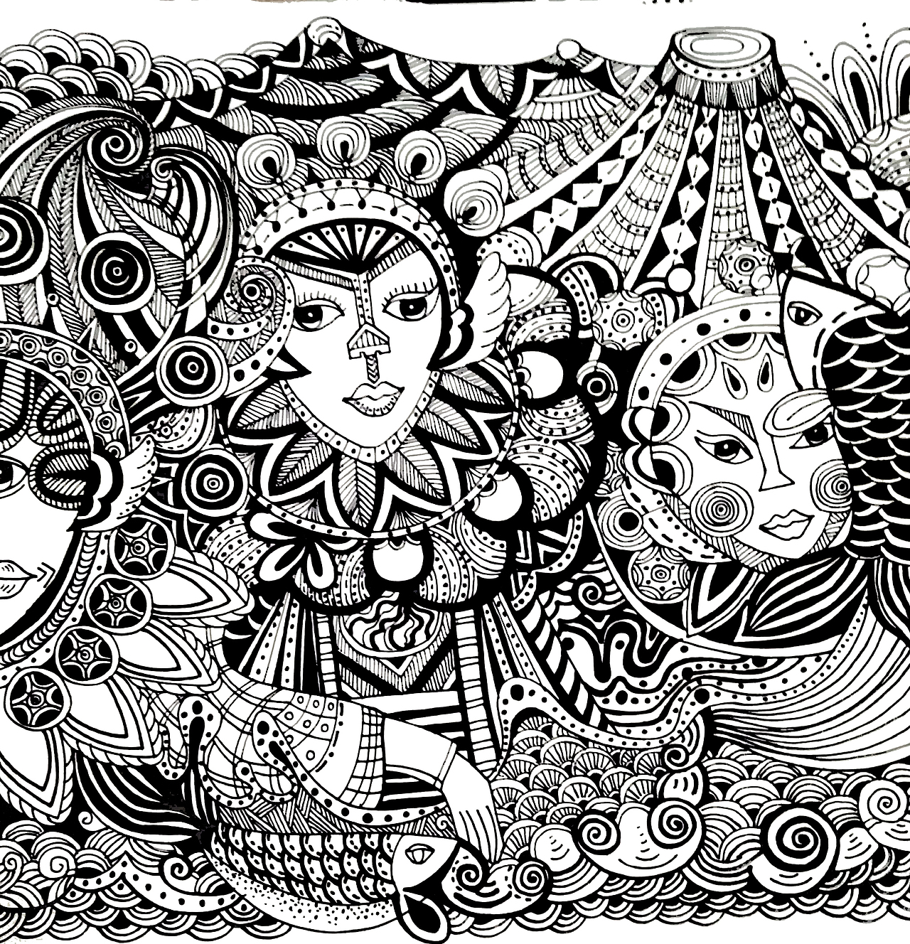 黑白彩色装饰画