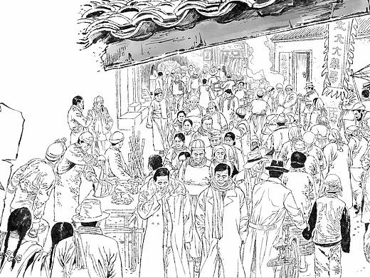 党建插画 写实人物线描 老连环画 人物场景速写 