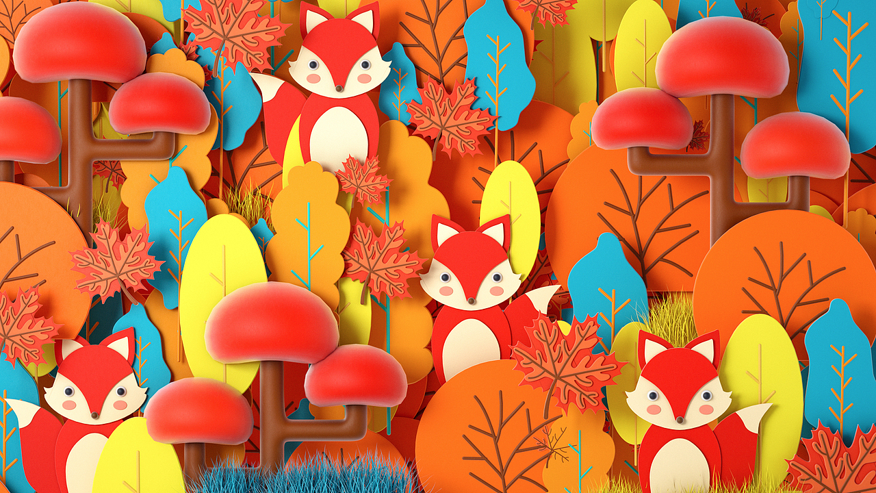 三维插画《斑斓森林》组图之 象/狐/熊/鹿（图ZMTk3NTUyNjM2） - 人物/生物 - 站酷设计师闫天贺原创素材 - 站酷ZCOOL