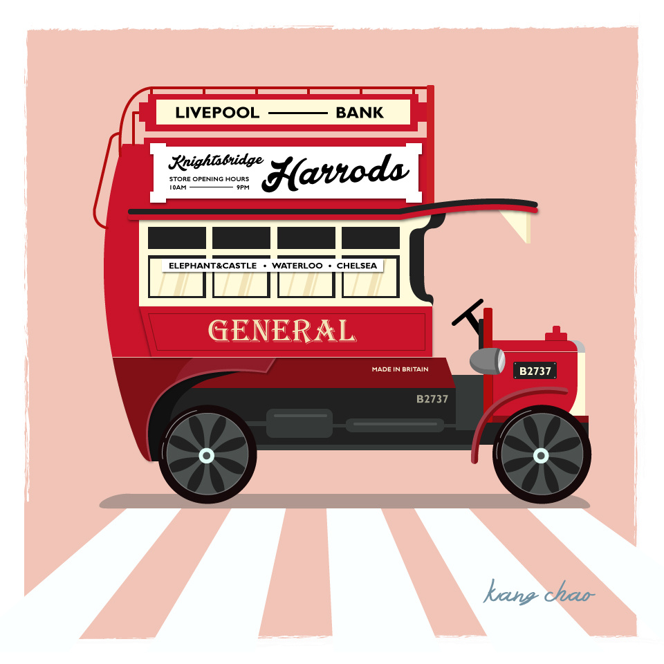 伦敦复古巴士|插画|涂鸦/潮流|kangsir - 原创作品 - 站酷 (zcool)
