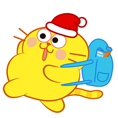 戴圣诞帽的蛋黄猫