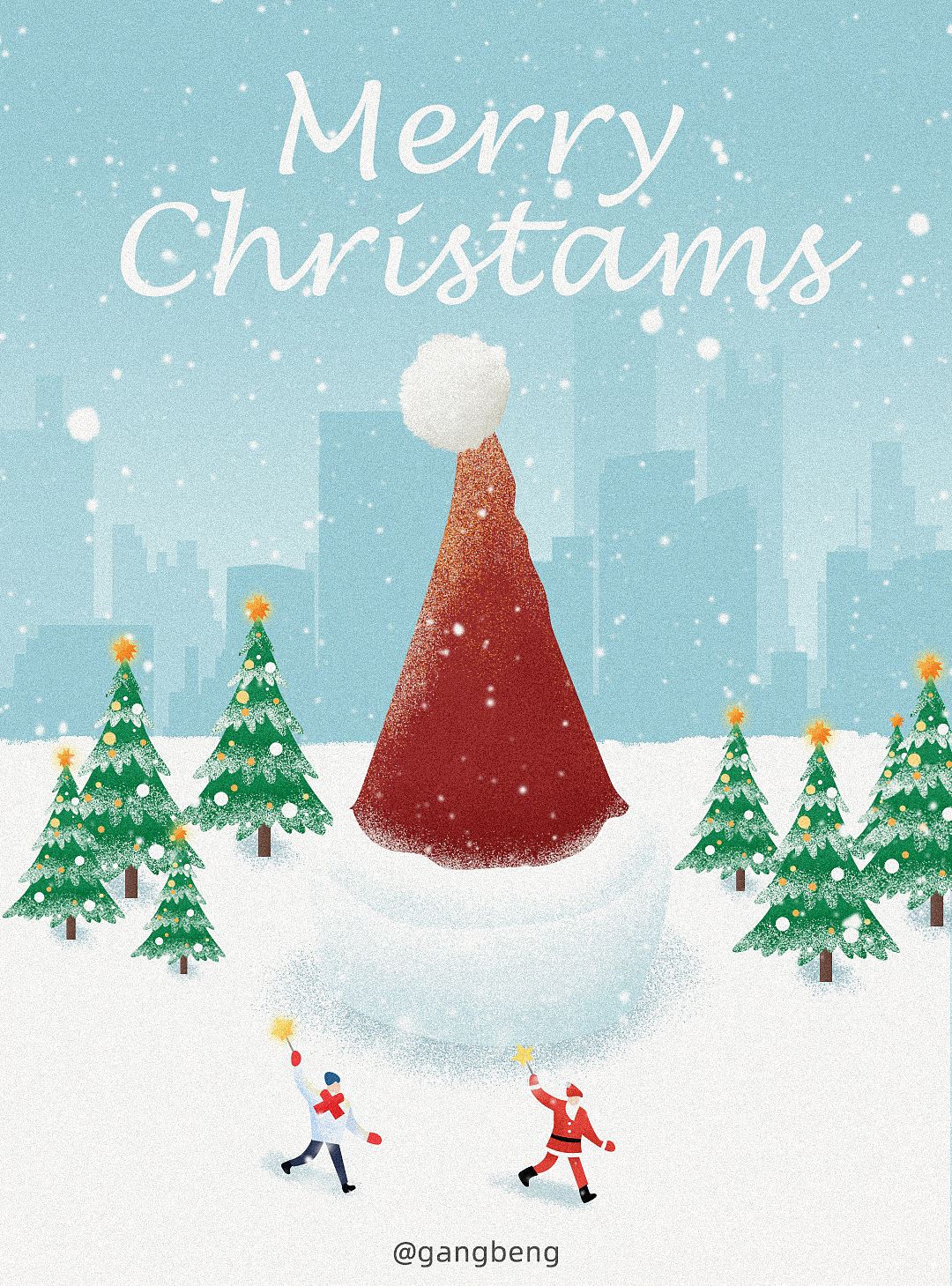 圣诞节插画练习（图ZMjgyMzYyMzg0） - 创作习作 - 站酷设计师钢镚努力中原创素材 - 站酷ZCOOL