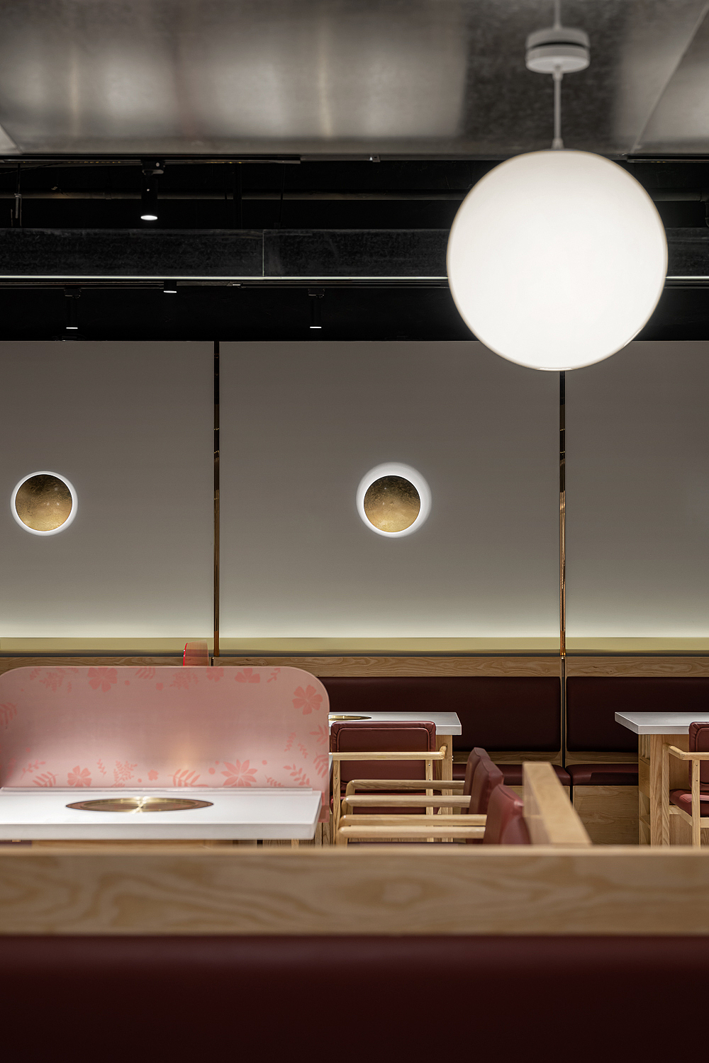 简约风烤肉餐厅升级设计,韩时烤肉,540㎡浅色调空间