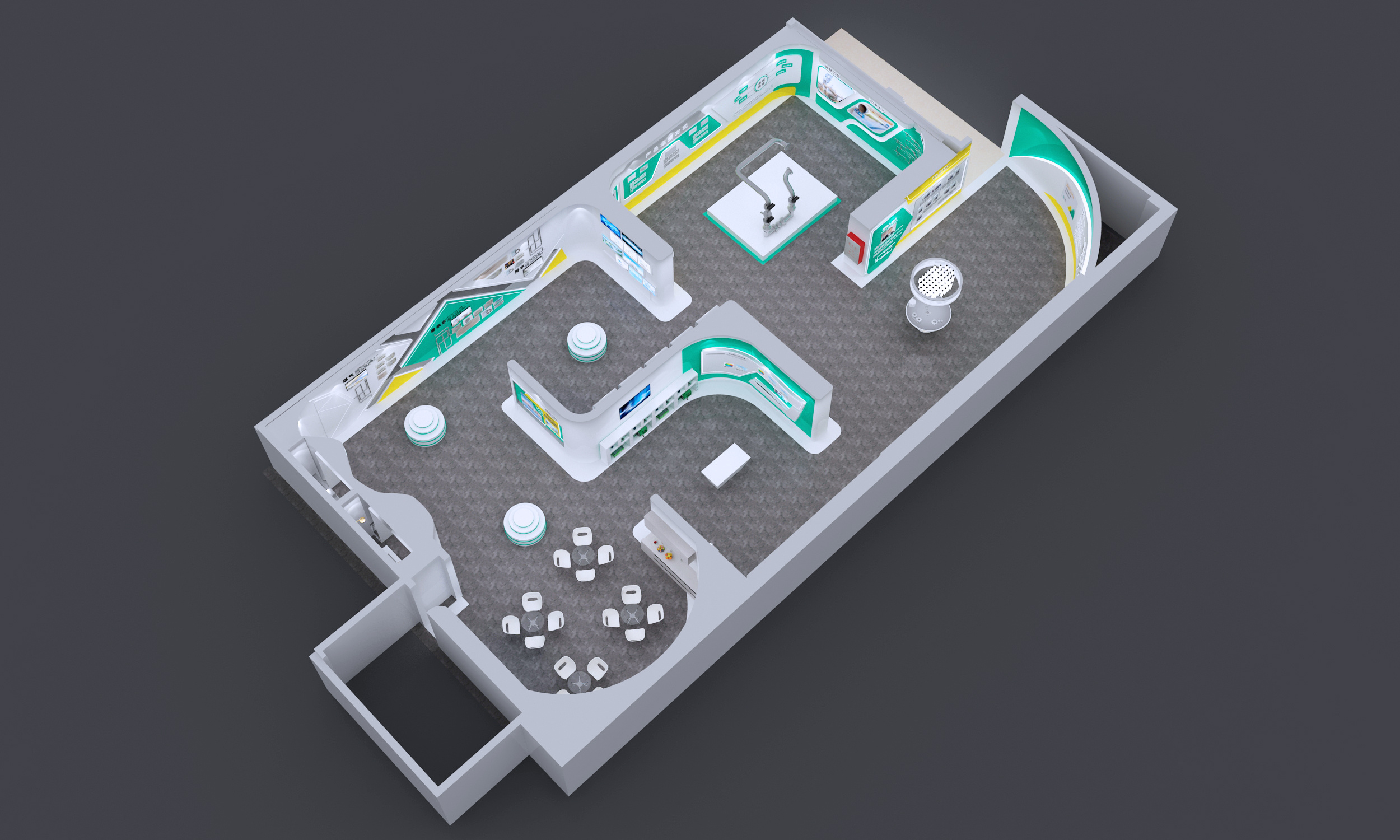 不锈钢管道展厅3d效果图