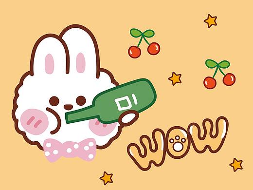 阿茹插画卡通手绘可爱兔子表情包印花设计图案卡片产品