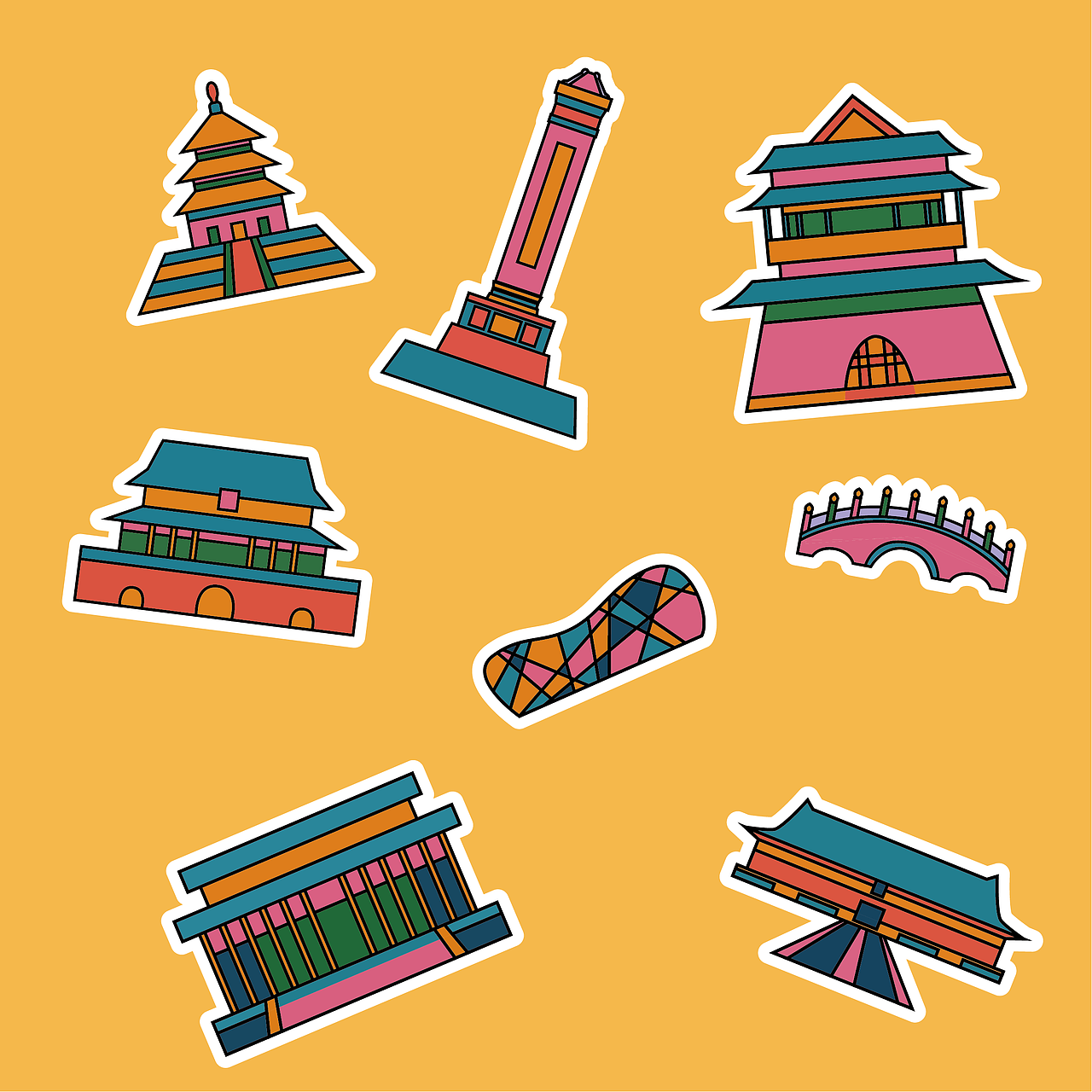 北京中轴线插画设计（图ZMjc4OTM4NDI4） - 商业插画 - 站酷设计师伊凡梅赫原创素材 - 站酷ZCOOL