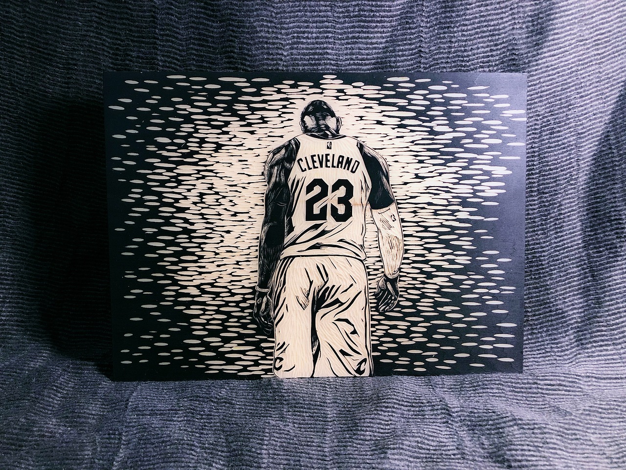 手工黑白木刻版画詹姆斯