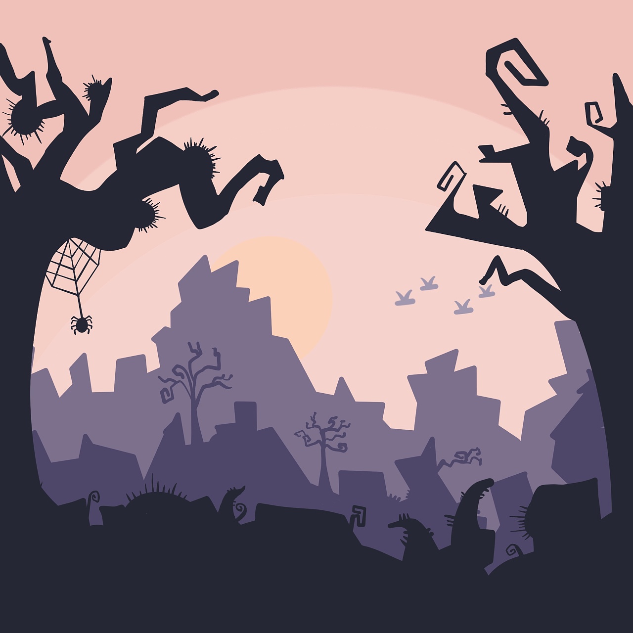 矢量图形日落森林|插画|商业插画|啤啤喔 - 原创作品 - 站酷 (zcool)