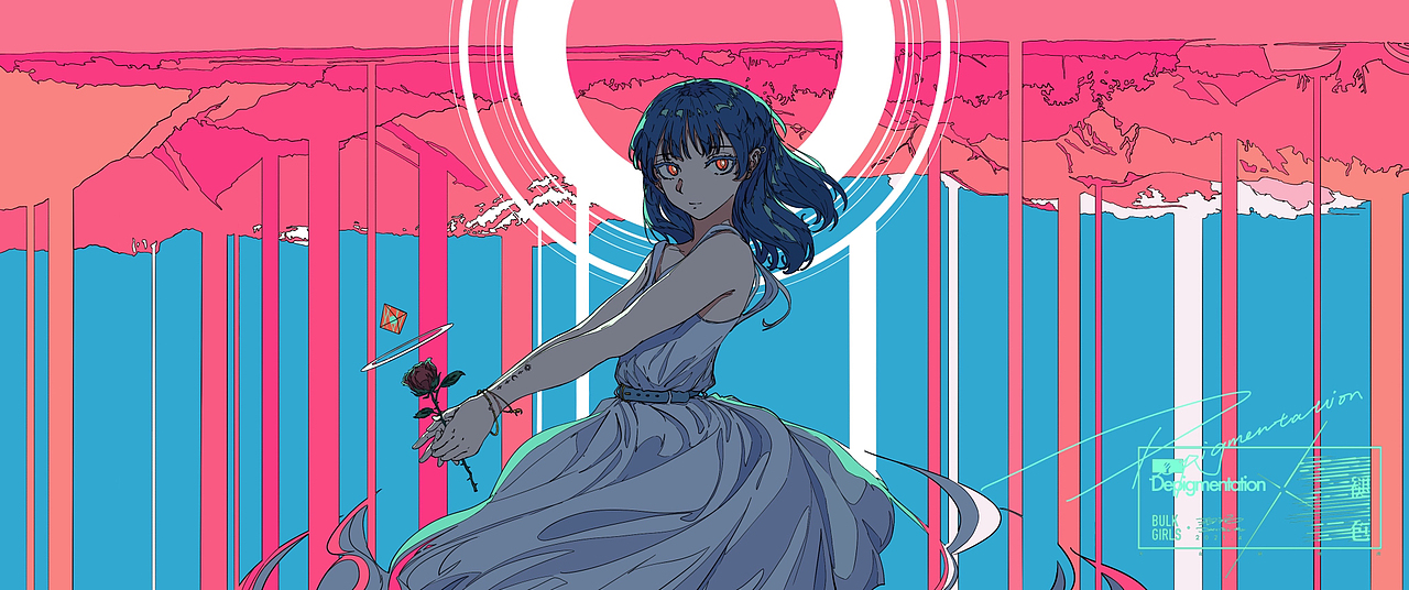 少女横构图插画系列