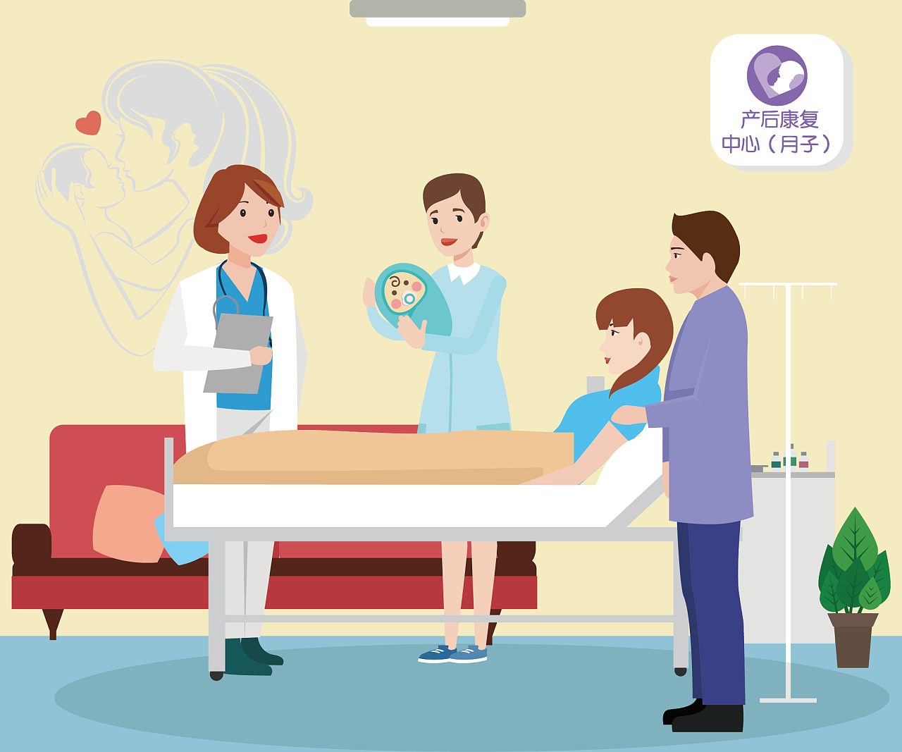 女护士探望躺在内科病房病床上的老病人插画图片素材_ID:396356766-Veer图库
