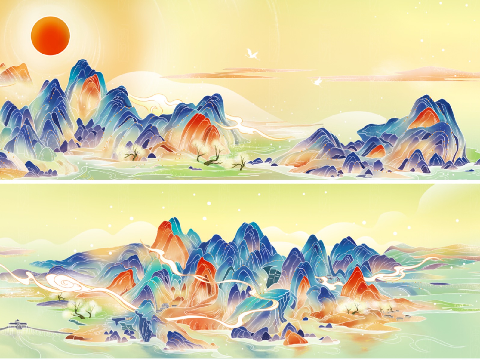 [手绘][国画]临摹千里江山的一小小小部分_哔哩哔哩_bilibili