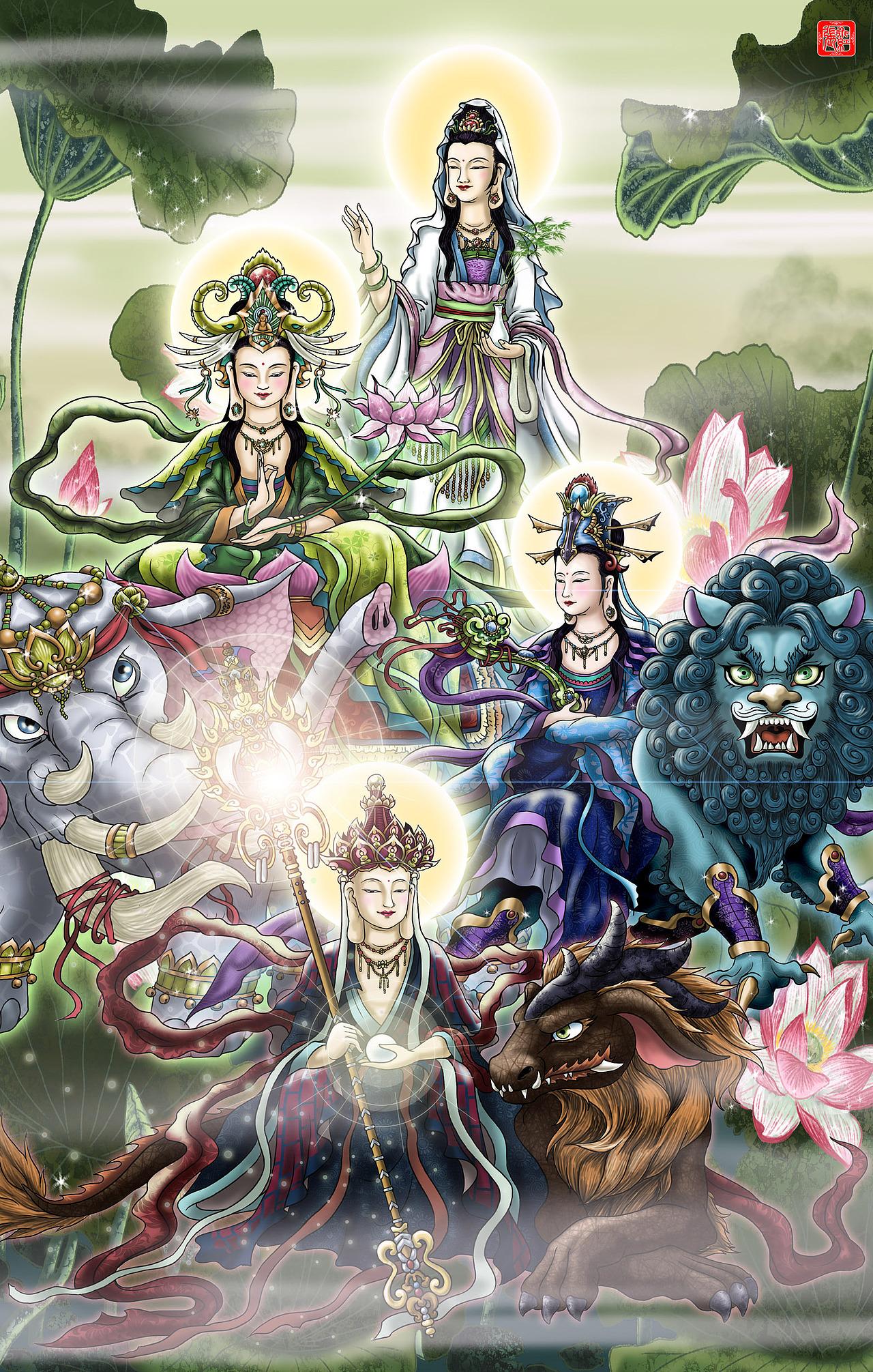 四大菩萨（图ZMzI0MzM1MDQ=） - 游戏原画 - 站酷设计师超级无敌红蛋蛋原创素材 - 站酷ZCOOL