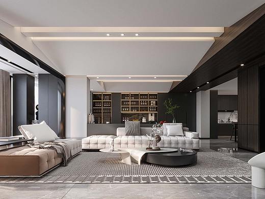 现代黑白灰客餐厅（个人主页-ZNTc4MDg3NjQ=） - 家装设计 - 站酷设计师Z49756425原创素材 - 站酷ZCOOL