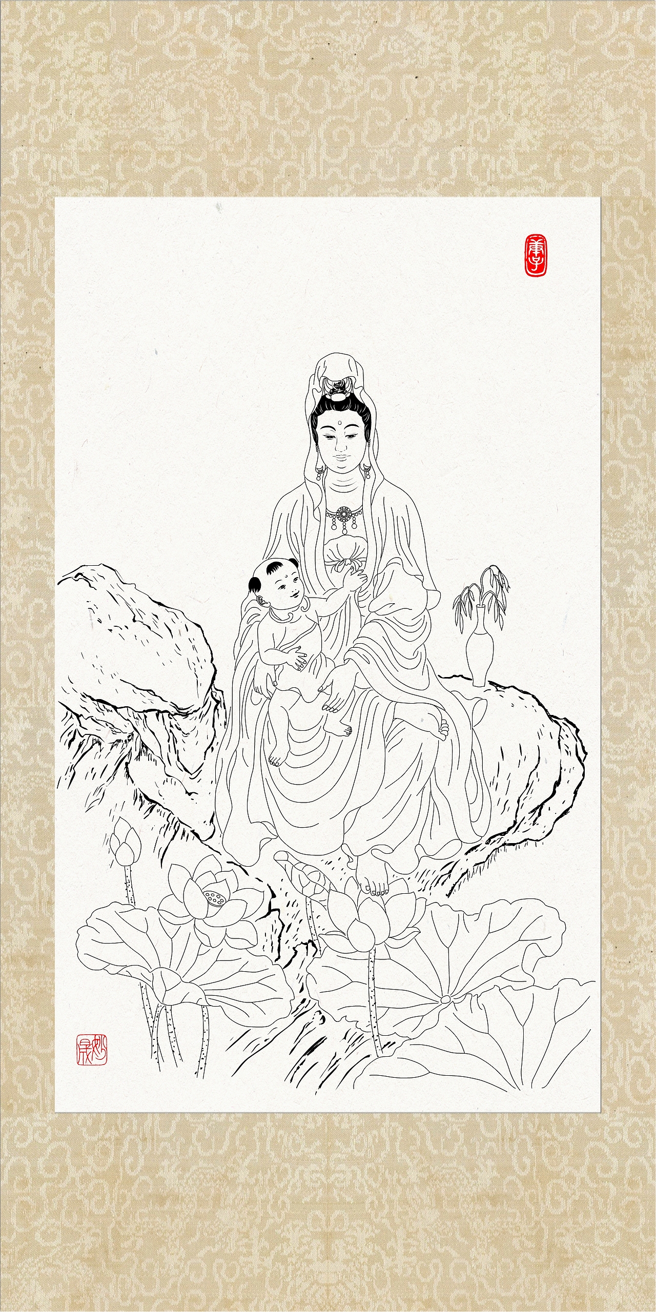 观音画像（图ZMTk5NzQ0NTk2） - 绘画 - 站酷设计师yjs20200220原创素材 - 站酷ZCOOL