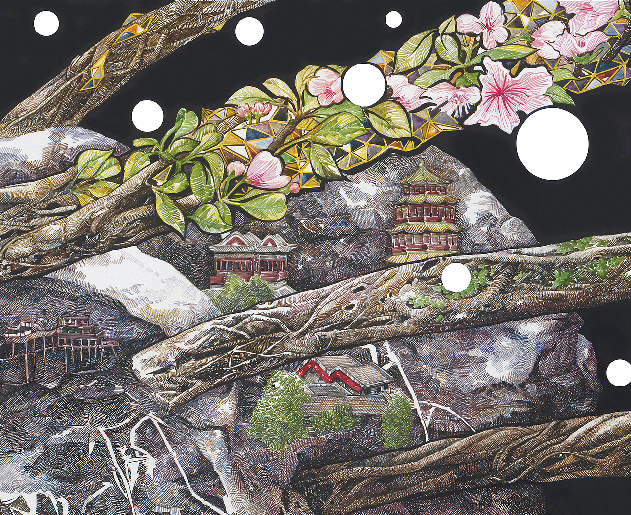 &lt;蜂巢 Beehive&gt; acrylic ink on canvas 107cm x210cm