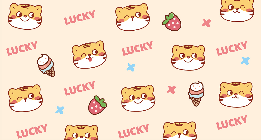 虎萌萌图案设计 地毯窗帘桌单口罩图案