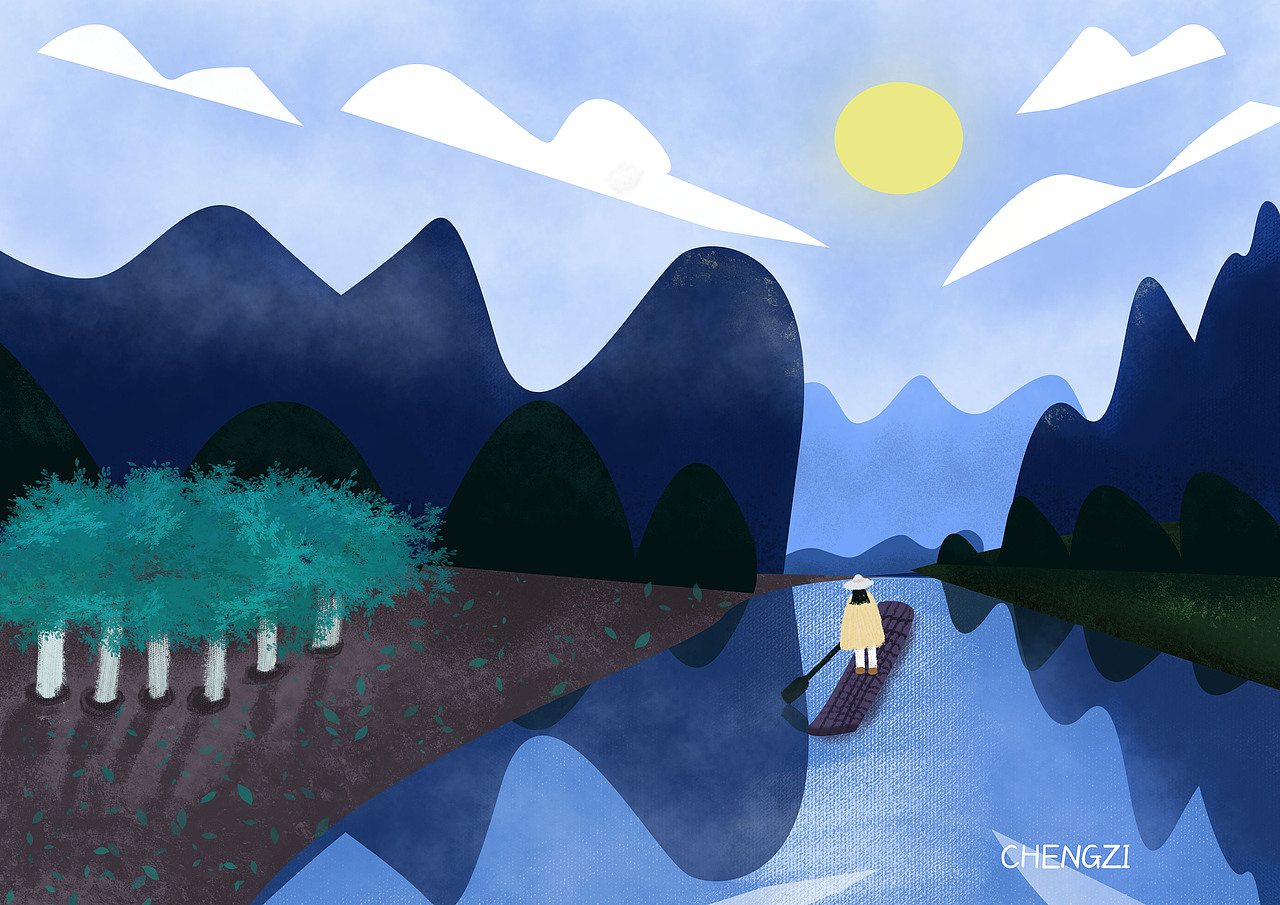 山水之间（图ZMTYxMjg1NTc2） - 儿童插画 - 站酷设计师成子曰原创素材 - 站酷ZCOOL