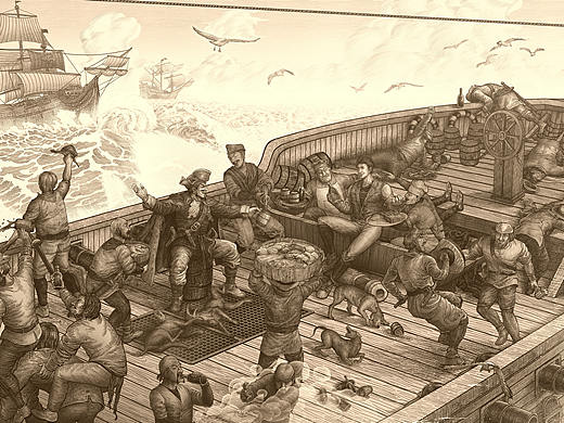 醺之岛啤酒外包装插画设计