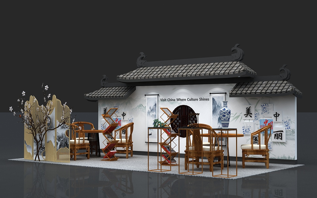 旅游展2 古风展位设计 3d设计