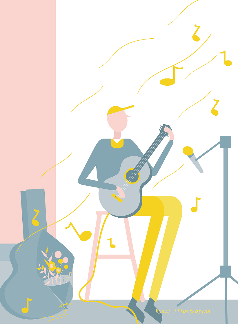 音乐与花（图ZMjUyMzQzMTk2） - 商业插画 - 站酷设计师半颗布洛芬原创素材 - 站酷ZCOOL