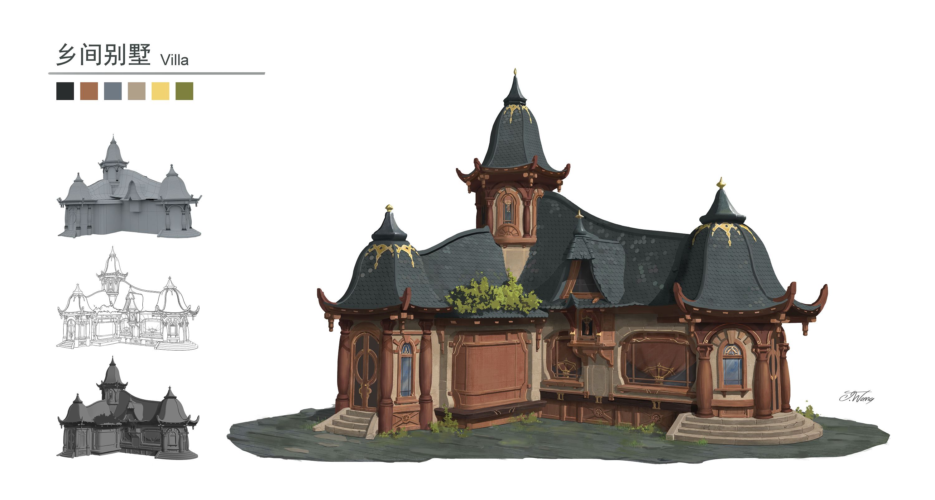 乡间别墅|插画|游戏原画|加加汪 - 原创作品 - 站酷 (zcool)