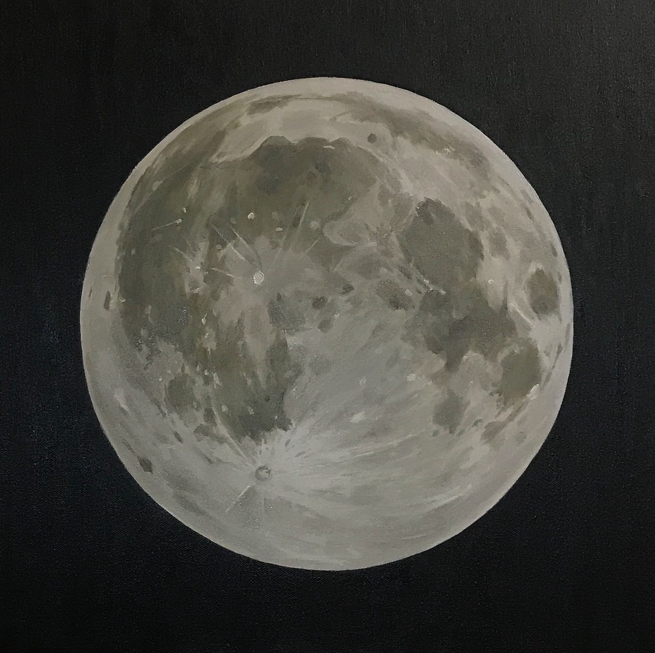 油画风景月圆之日