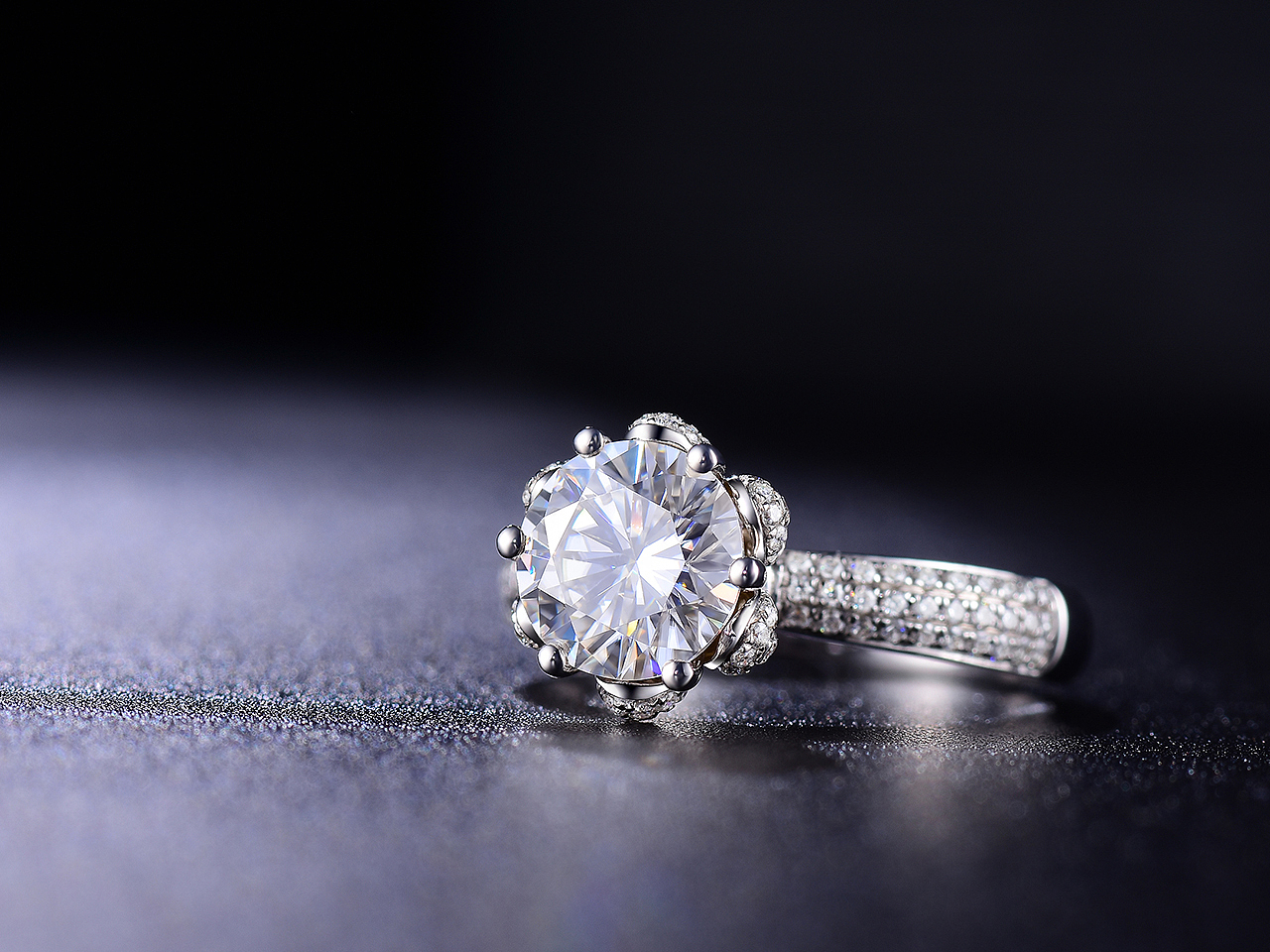 珠宝拍摄修图 莫桑石莫桑钻戒指 场景图