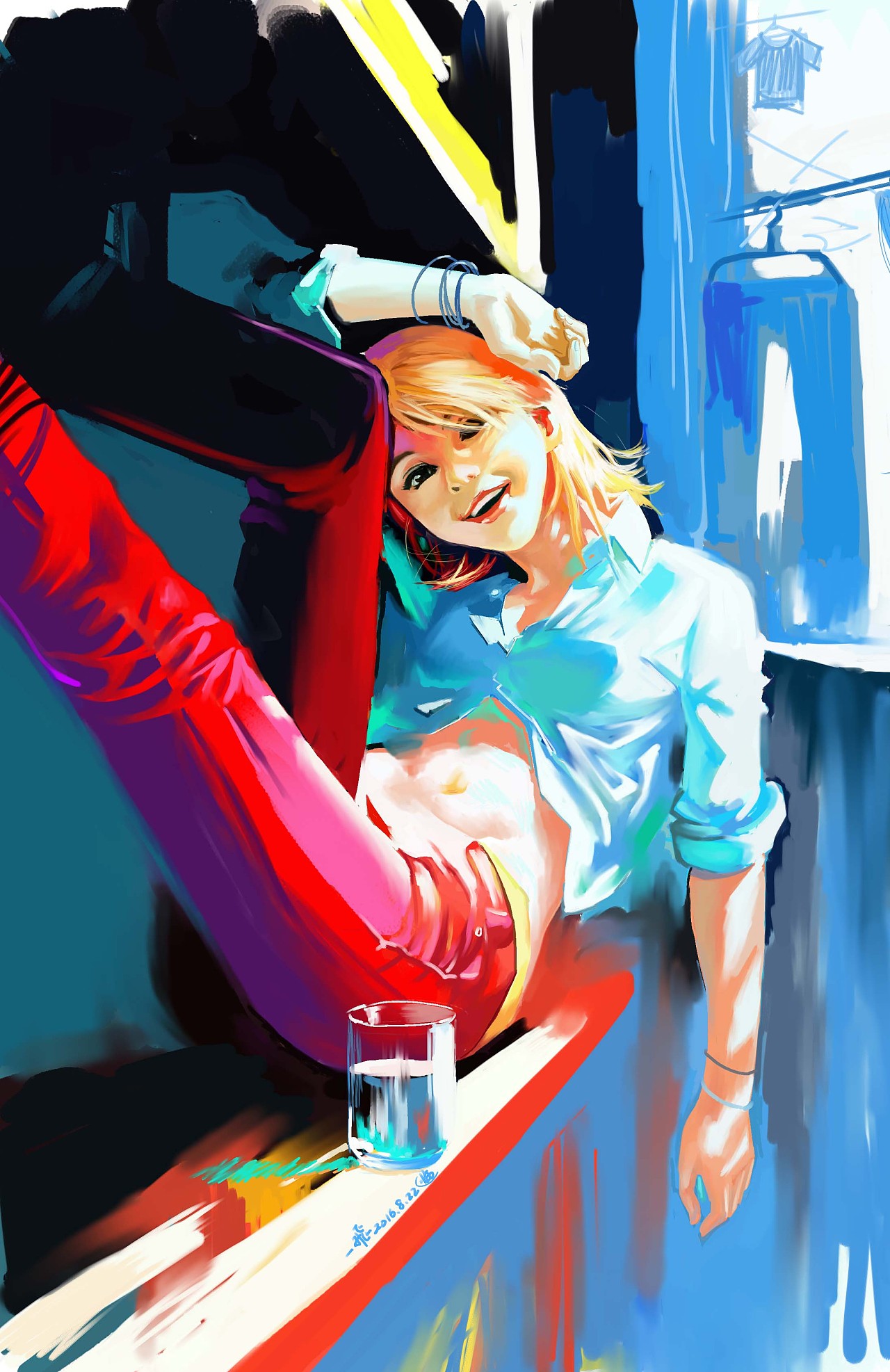 本杰明女孩享受阳光练习临画本杰明