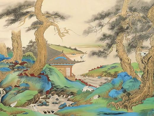 松鹤图 六尺整纸（180*97cm)