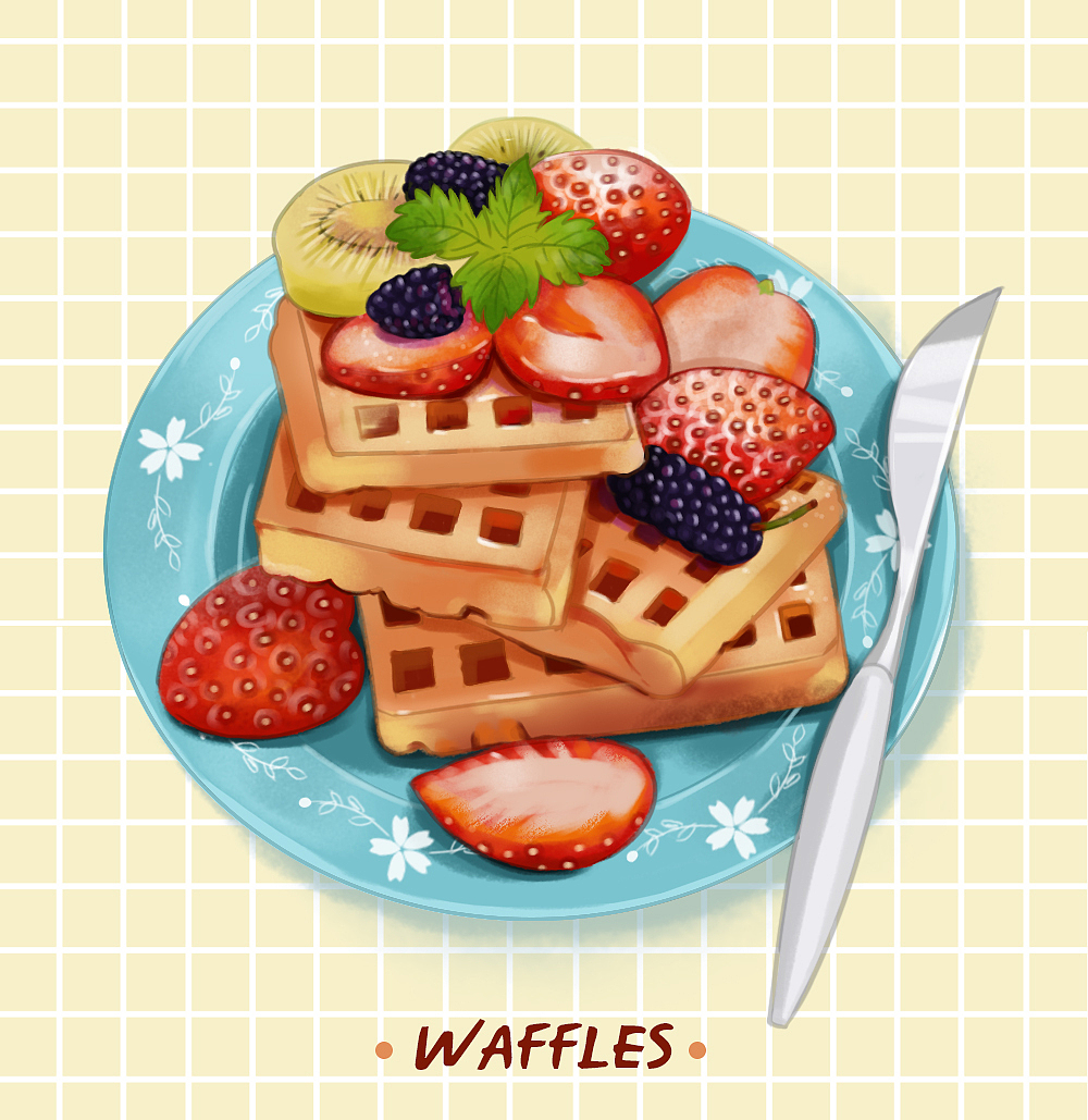 美食插画练习--华夫饼