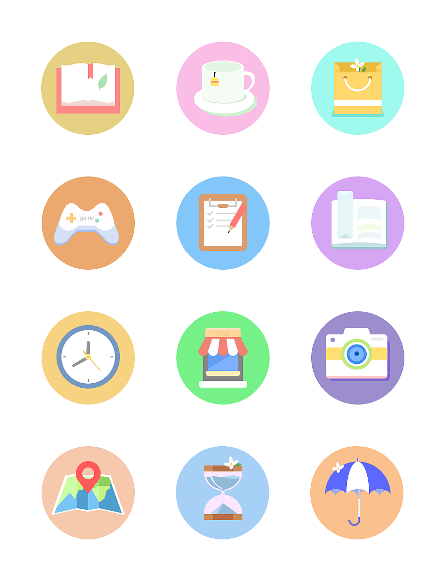 有色扁平化风格图标临摹（图ZNTk0NzMxODg=） - 图标 - 站酷设计师Pamarus原创素材 - 站酷ZCOOL