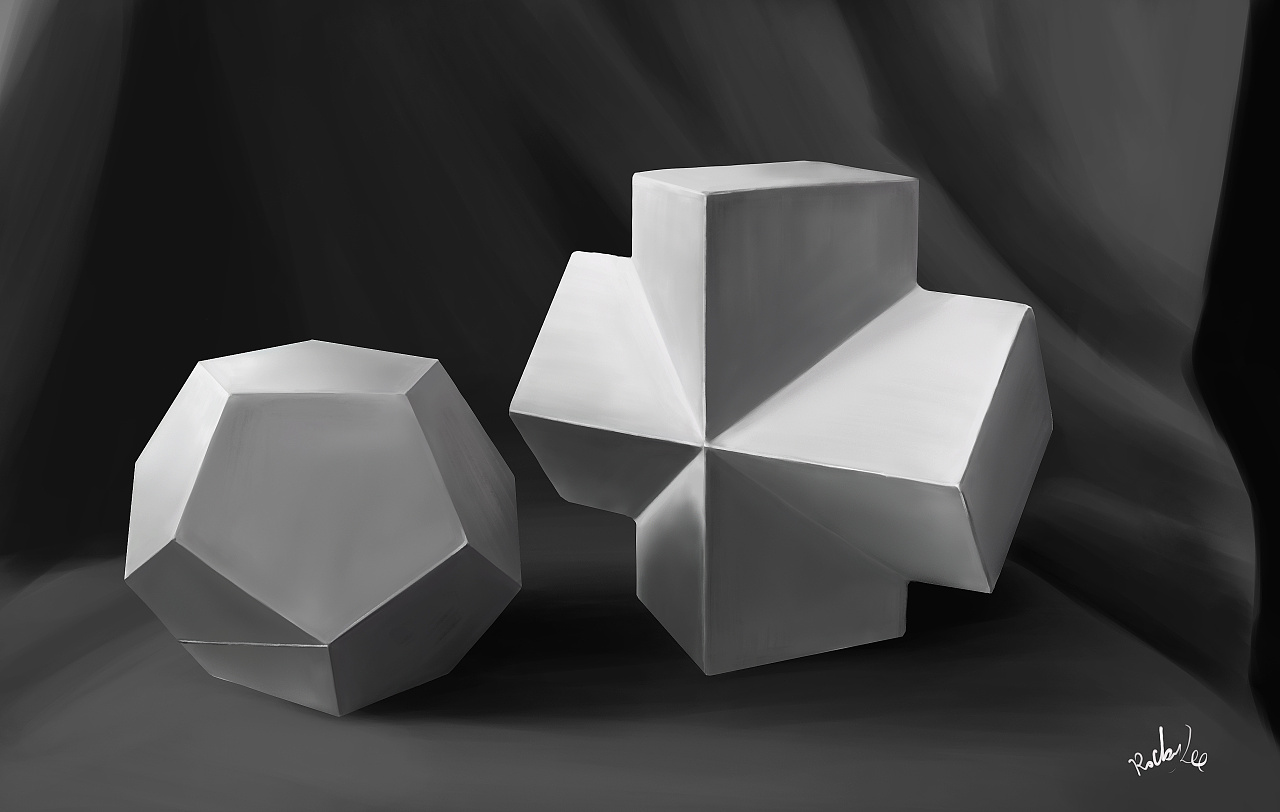 最近绘制的石膏几何体|插画|创作习作|画侍仁李云青 - 原创作品