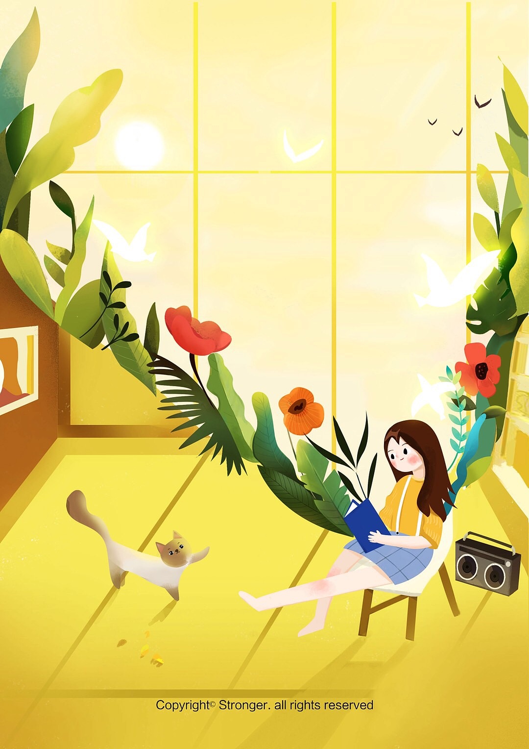 读书的午后（图ZMTA5MjY3MTIw） - 商业插画 - 站酷设计师会画画的丸子酱原创素材 - 站酷ZCOOL