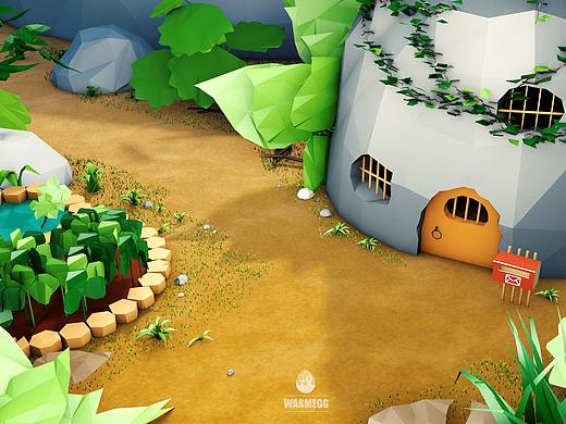 C4D旅行青蛙-Low poly练习