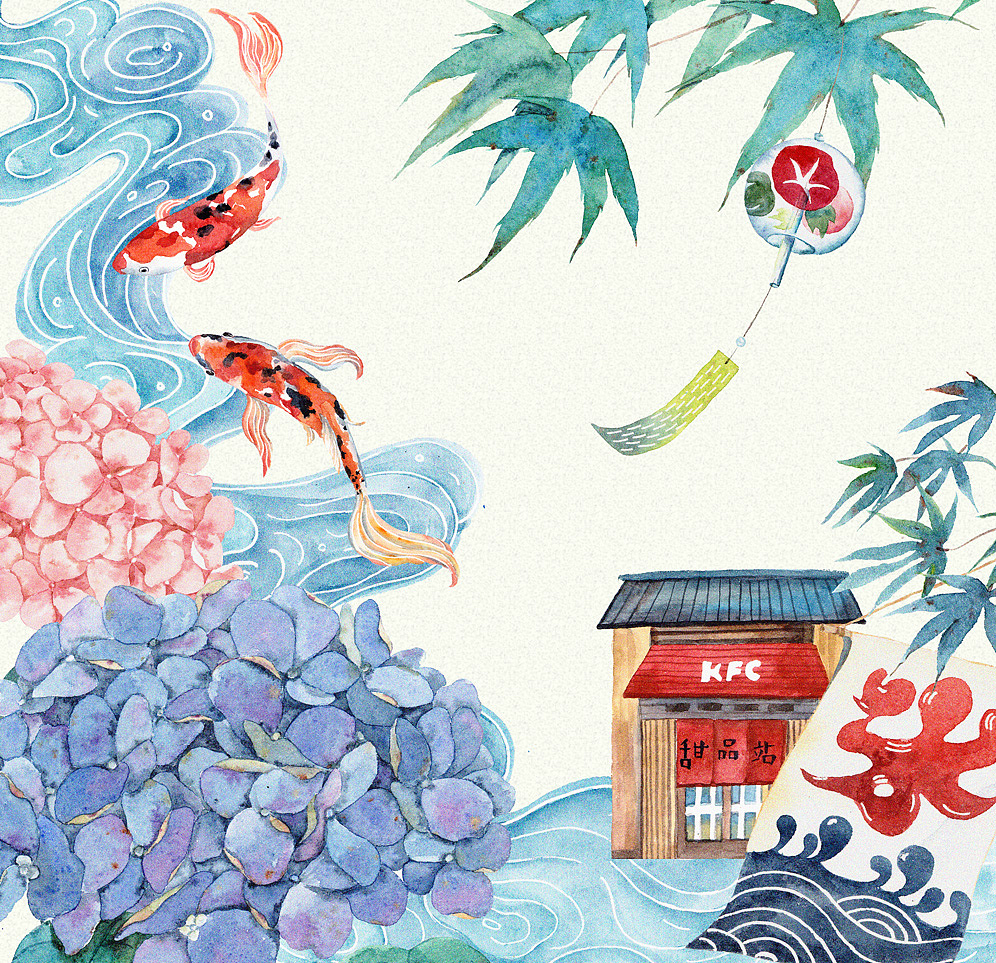 日式水彩风格 推文插画
