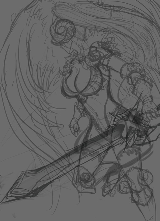 原创插画作品《翼天使》准备求职用的