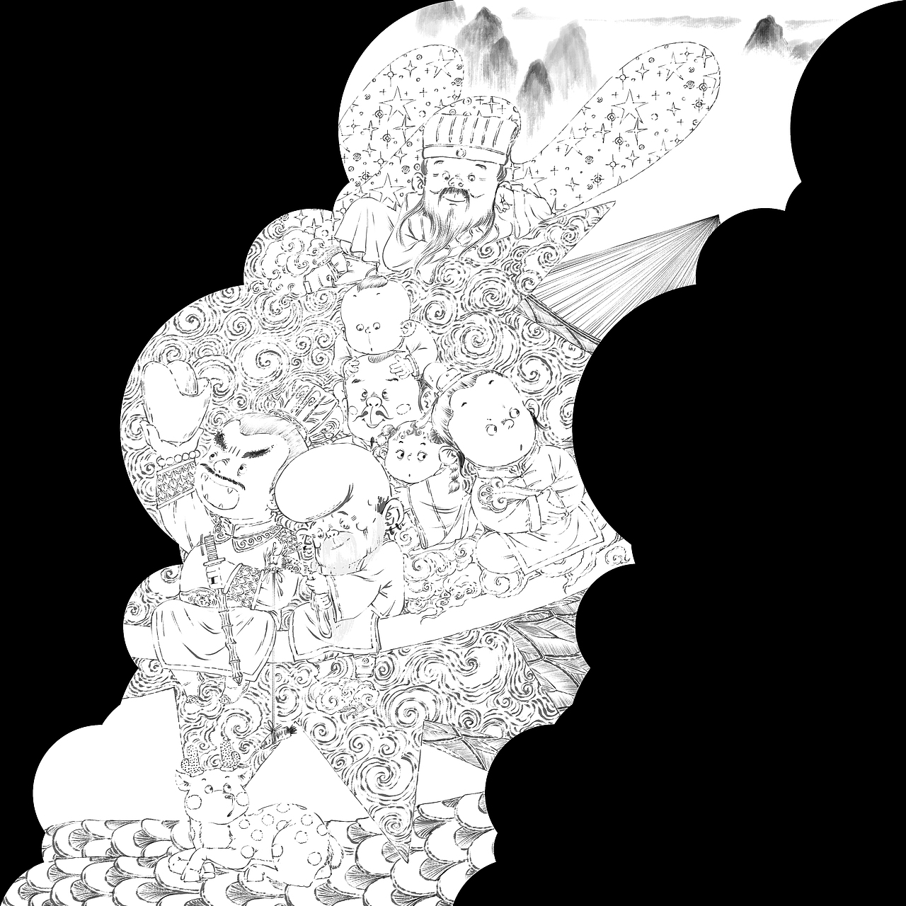 小老虎五福星送新春（图ZMjg2ODA2MTQw） - 艺术插画 - 站酷设计师九山DADA原创素材 - 站酷ZCOOL