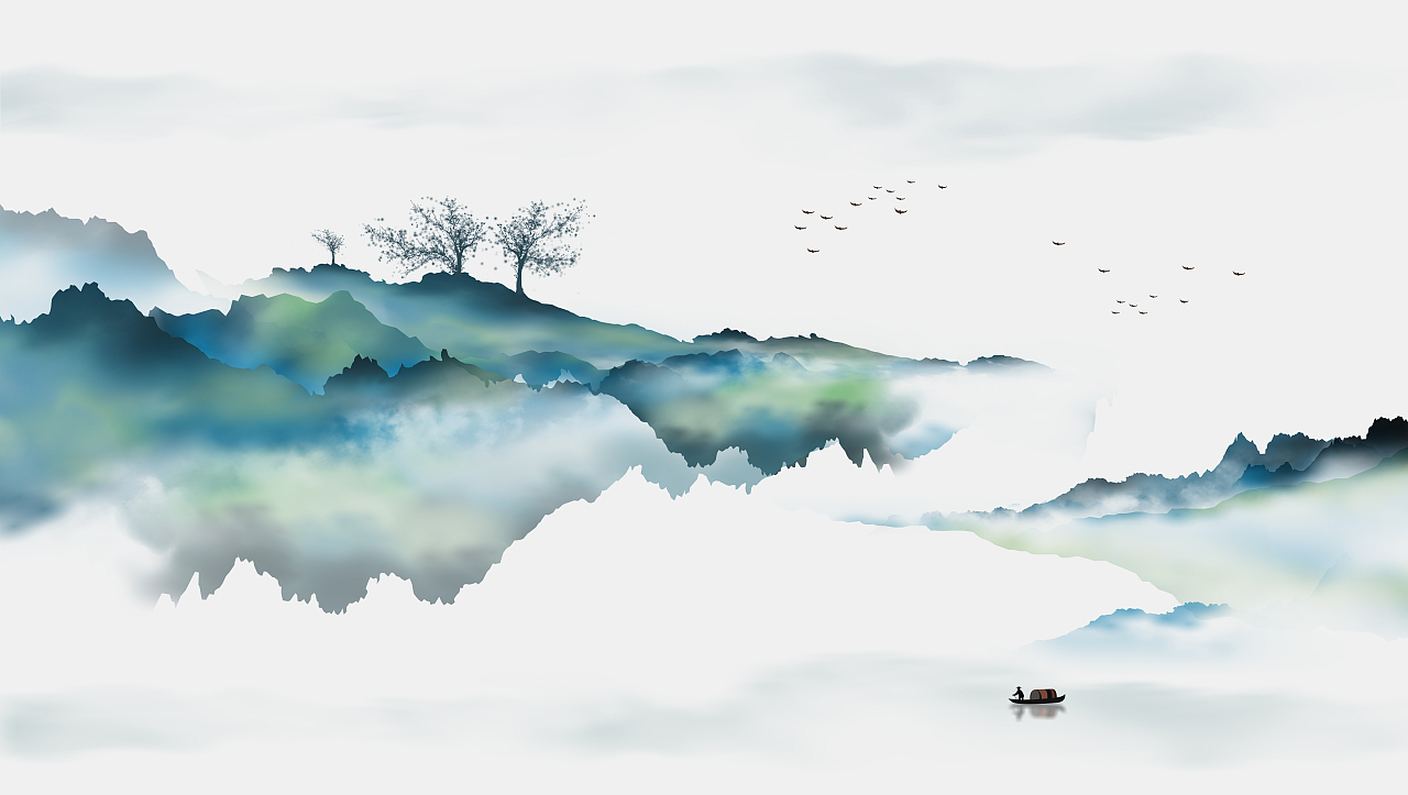 一些风格迥异的水墨山水画