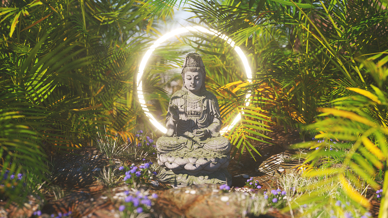 意境佛像渲染-日常